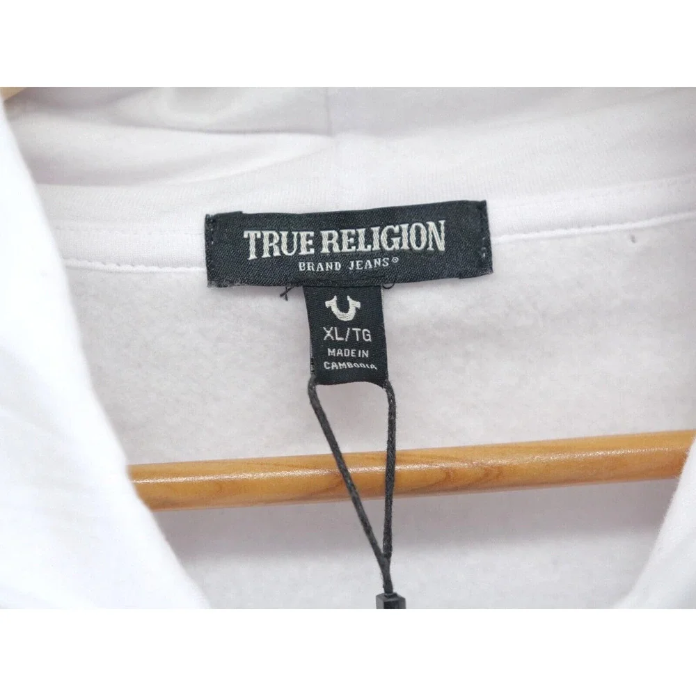 True Religion Men's Foil Taping Zip Hoodie XL NEW White $119 700315‎